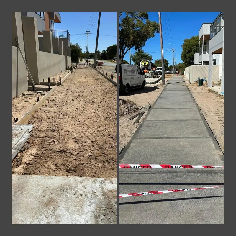 Footpath replacement before and after