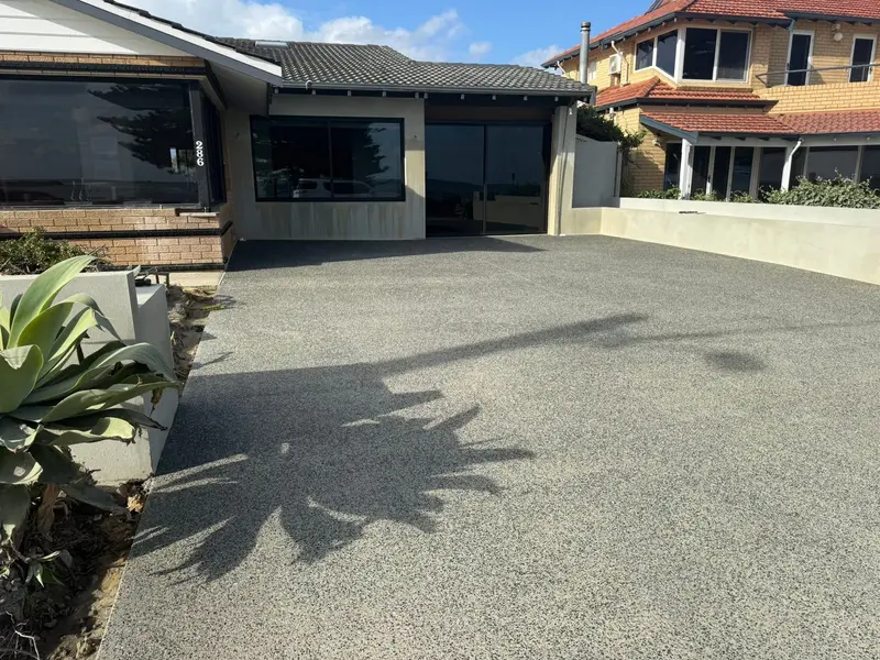 Exposed aggregate driveway at a Perth home