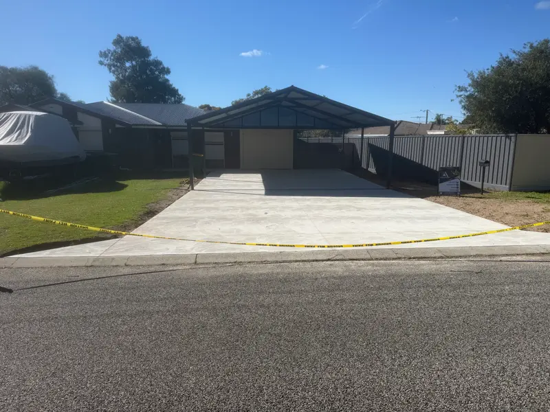 New concrete driveway freshly poured