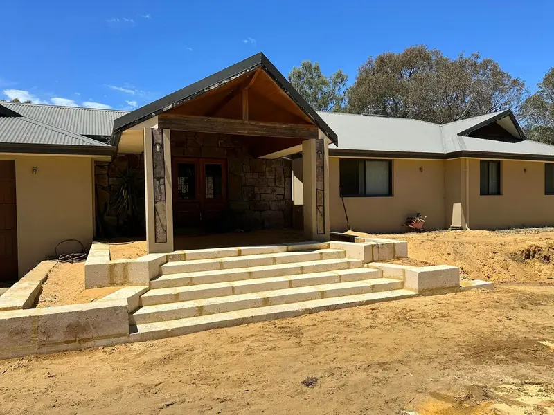 Limestone block entry steps