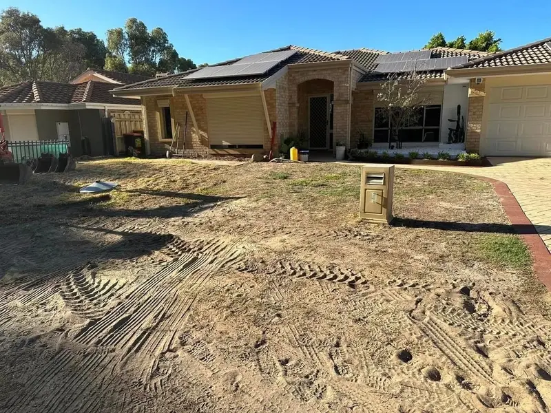 Front of house levelled for landscaping